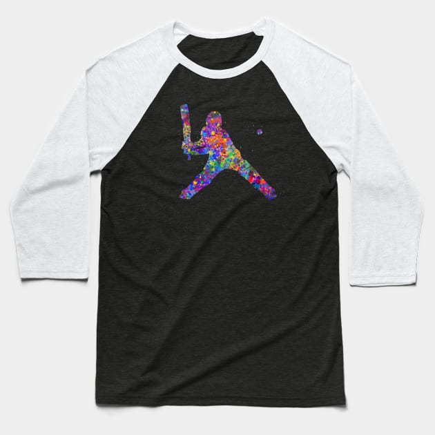 Cricket player watercolor art Baseball T-Shirt by Yahya Art